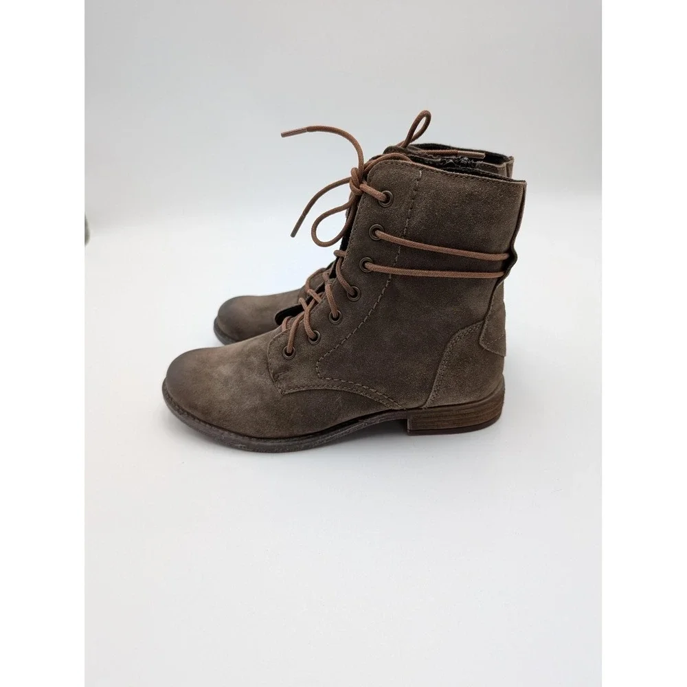 Josef Seibel Boots Womens Size 6.5 Brown Suede Lace Up‎ Ankle Combat Shoes